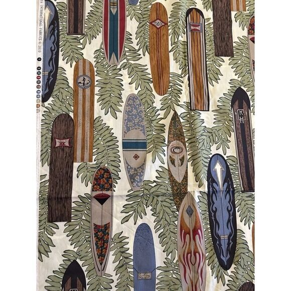 Retro Surfboard Fabric Hoffman Of California 97”x 22” Hawaiian tiki Beach Summer - Picture 3 of 5